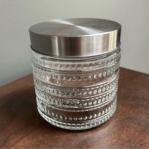 New! Hobnail Glass Canister with Silver Screw On Lid